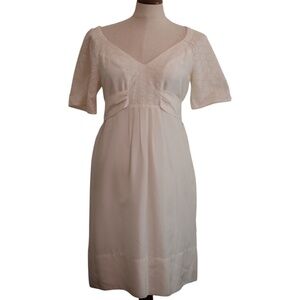 Vintage Banana Republic white silk dress with embroidery